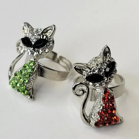 Red Cat Ring Adjustable Band - Picture 7 of 11